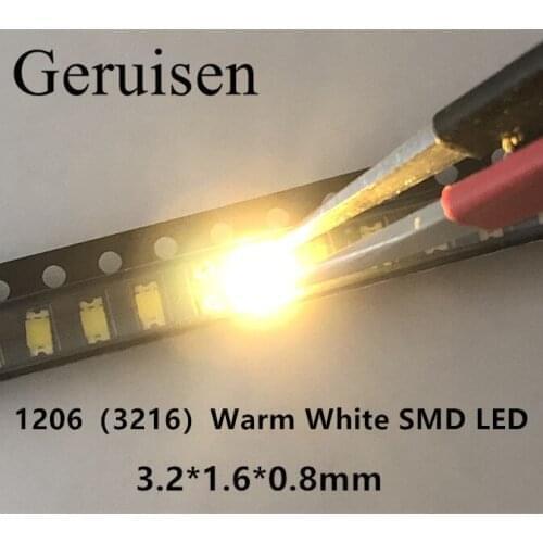 1206 (3216) SMT Warm White SMD Surface Mount LED Chip LED Light Emitting Diode Lamp SMD Ultra Bright Electronic Component 500PCS