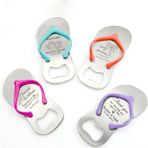 24PCS Baby Shower Favors Customized Flip Flop Bottle Opener Colorful Thong Sandals Opener Birthday Party Giveaways For Guest