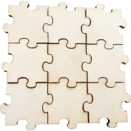 25pcs Blanks Square Wooden Puzzles Wood Pieces Double-sided Wooden Embellishment DIY for Card Making Scrap Booking