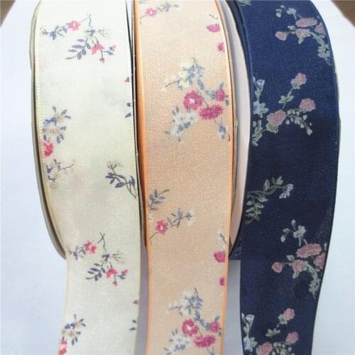 3.8cm Double Layer Printing Snow Gauze with Chiffon Band DIY As Bow Hairpin Headdress Clip Material Ribbon 415