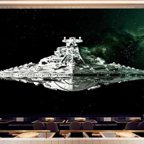 Custom size 3D stereo science fiction space space battleship battleship wallpaper mural planet ship bedroom childrens room