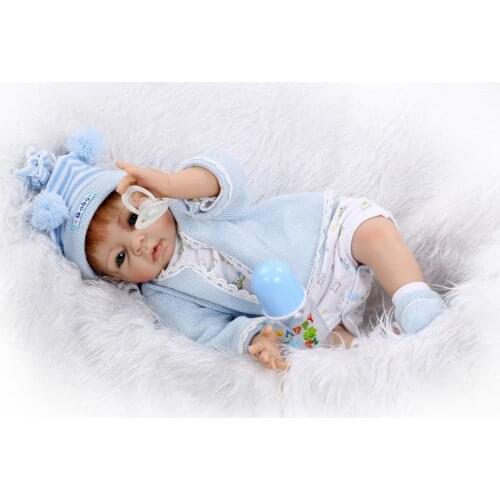 55cm Cotton Silicone Body Reborn Baby Boy Doll Toy Lifelike 22inch Newborn Babies Toddler Dolls Birthday Present Bathe Toy Girls