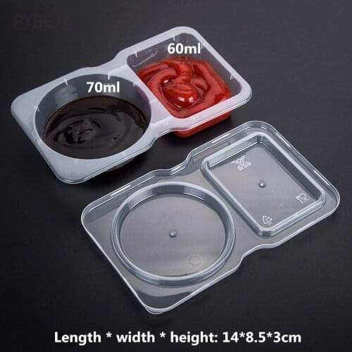 80pcs- 14*8.5*3cm Disposable Food Grade PP Seasoning Box Salad Sauce Take-out Storage Cup