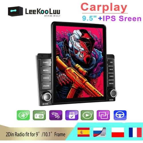 LeeKooLuu 2 Din Autoradio 9.5" Vertical Touch Screen Car Multimedia Player FM Radio Bluetooth built-in Carplay 2Din Car Stereo