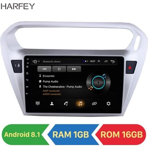 Harfey 9inch HD Touchscreen Car radio Android 8.1 GPS For Citroen Elysee Peguot 301 2013 2014 2015 TPMS DVR SD 3G WiFi Rear SWC
