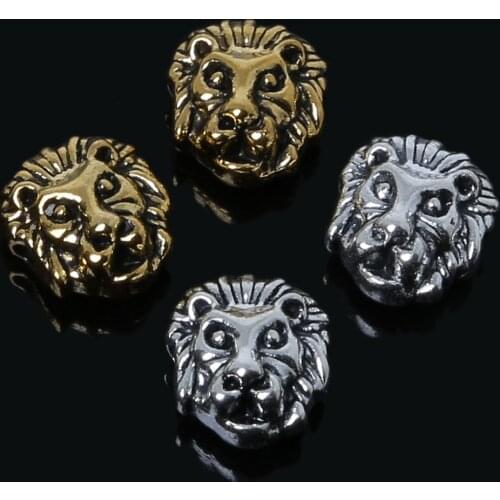 Wholesale 10pcs 11x12mm Lion Head Metal Beads Loose Bedas For Jewelry Making Findings Necklace Bracelet Earrings Findings