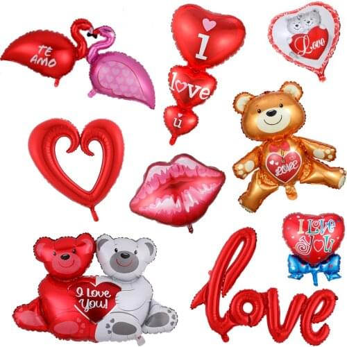 100x76cm Double Bear Hug Heart Balloons Foil Cartoon Bear I Love You Wedding Valentines Day Event Party Balloon Decoration