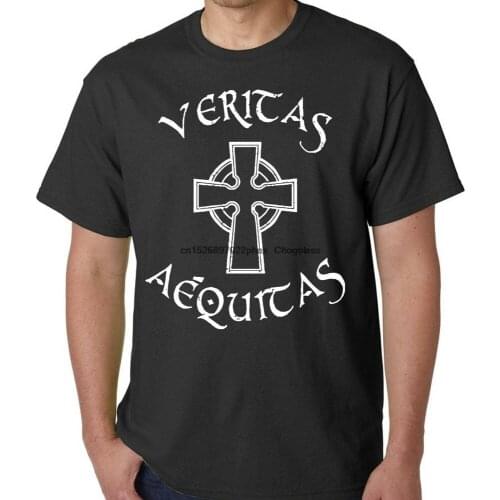 Veritas Aequitas T Shirt Irish Cross Catholic Tee St Patricks Day FREE SHIPPING