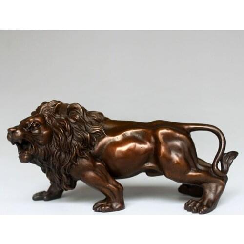 Gong Fuhai male lion light copper brass lion lion Wang authority office decoration crafts wall dies
