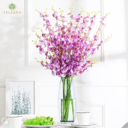 Artificial Flowers Butterfly Orchid Non-woven Fabrics Fake Flower Branch Home Decorating Wedding Country Decor