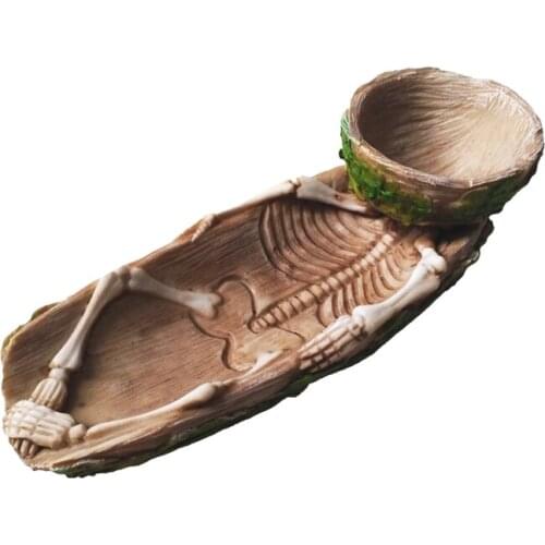 Skeleton Reptile Food Bowl Amphibian Pet Cage Rock Decoration Water Injection 449C