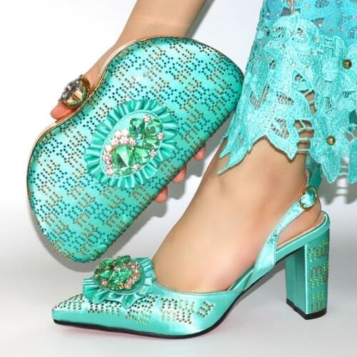 Doershow Italian Matching Shoe and Bag Set green Italian Shoes with Matching Bags High Quality Wedding Shoes and Bag !HIM1-16