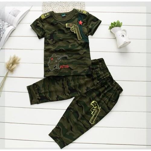 Boys Clothing Sets 2021 Summer Cotton Camouflage T-shirts + Pants+Hats 3Pcs Sets Kids Boys Suit Casual Style Children Sets