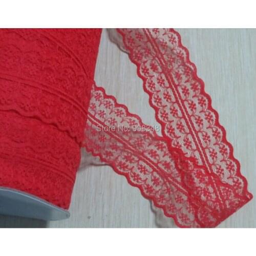 4.5cm width Red Lace Ribbons mesh fabric Lace Hair bows Garments Crafts Accessories G1576