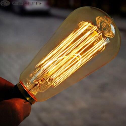 New Retro Edison Bulbs 40W 60W 110V 220V Vintage Incandescent Bulb ST64 E27 Lumiere Filament Night Lamp Home Indoor Lighting