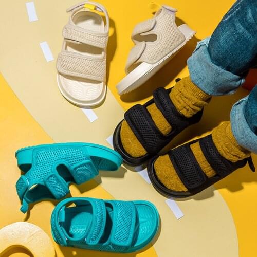 Summer Kids Casual Shoes Toddler Kids Baby Girls Solid Mesh Sandals Non-Slip Shoes EVA Cross Sandals Child Girls Beach Shoes