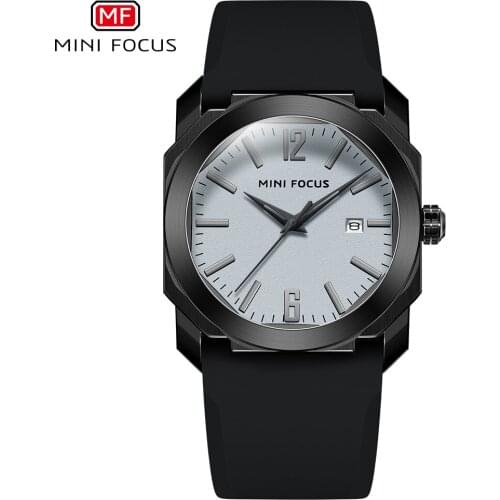 MINI FOCUS Mens Watch Japanese Movement Waterproof Calendar Silicone Band Mens Sport Watch Simple Fashion Quartz Watch Relogios