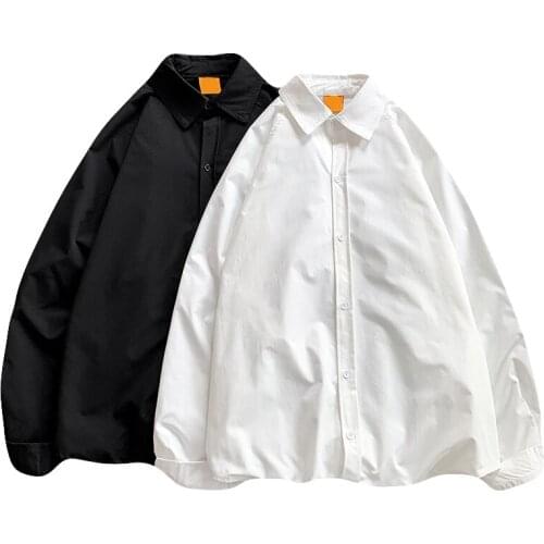 Spring And Autumn New Student Long-Sleeved Shirts For Men And Women Loose Trend Solid Color Jacket Street Fashion Casual Shirts