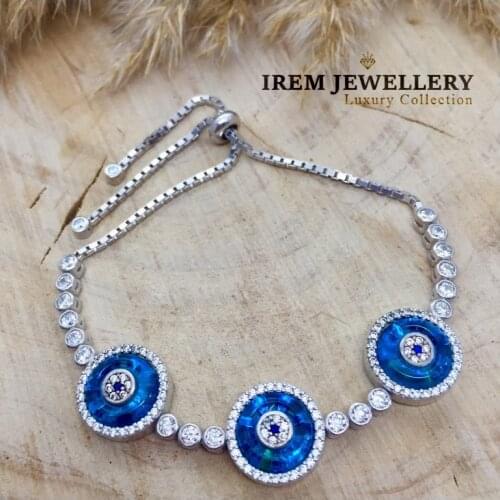 New Trendy 925 Sterling Silver For Women Valentines Days Birthday Gifts Fine Jewelry Evil Eye Bead Lucky Bracelets Fine Jewelry