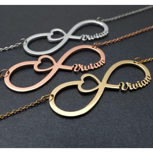 Personalized Heart Infinity Necklace Name Jewelry Gift for Mom Friendship Name Necklace
