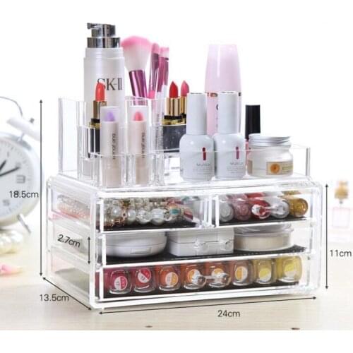 10PCS Clear Organizer Box Acrylic Cosmetic Jewelry Makeup Case Drawer Cases Holder Makeup Storager Boxes