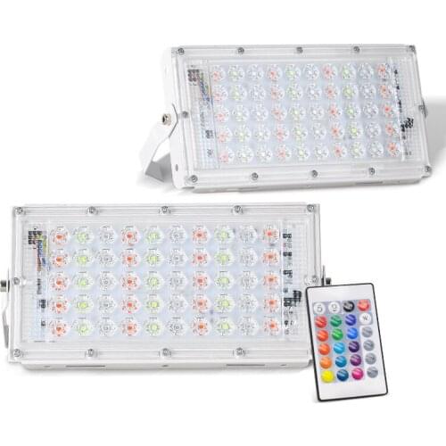 RGB LED Floodlight Outdoor Spotlight 36W 50W Wall Lamp Reflector IP65 Waterproof Lighting Garden RGB Flood Light AC 220V