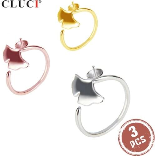 CLUCI 3pcs Silver 925 Morning Glory Open Ring Women Jewelry for Anniversary 925 Sterling Silver Adjustable Ring Setting SR2031SB