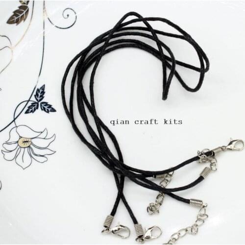 150pcs 1.5mm 18 inches black unwaxed cotton necklace cords with Lobster Clasp