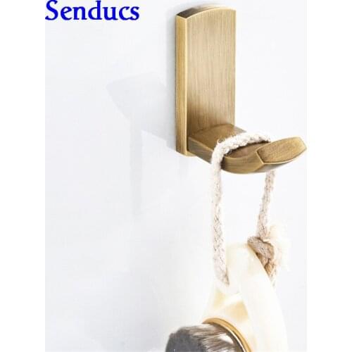 Senducs Antique Robe Hook for Luxury Hotel Bathroom Golden Clothes Robe Hook with Top Quality Bathroom White Robe Hook