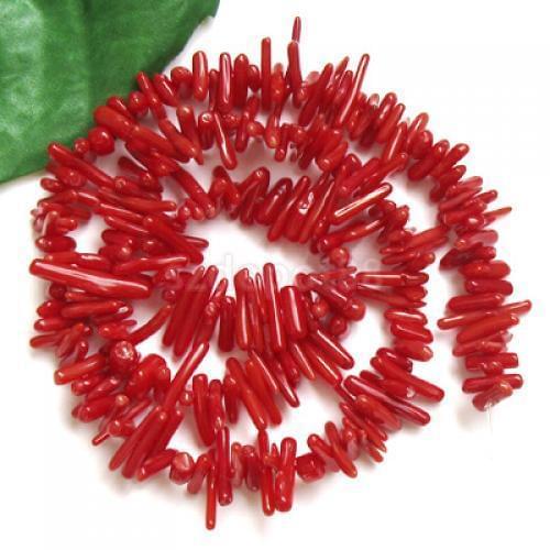 Deep Red Bamboo Coral Branch Loose Beads 9-12mm / 16 Inch