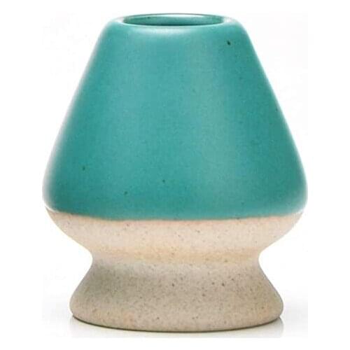 Traditional Malachite Green Matcha Whisk Holder Kiln Glazed Bamboo Chasen Reshaper Skinny Scoop Chashaku Accessories