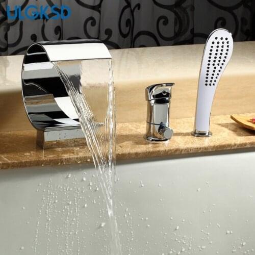 ULGKSD Chrome Brass Bathtub Faucet Single Handle Function Switch Hot and Cold Water Mixer Tap Deck Mount Para Bathroom Shower