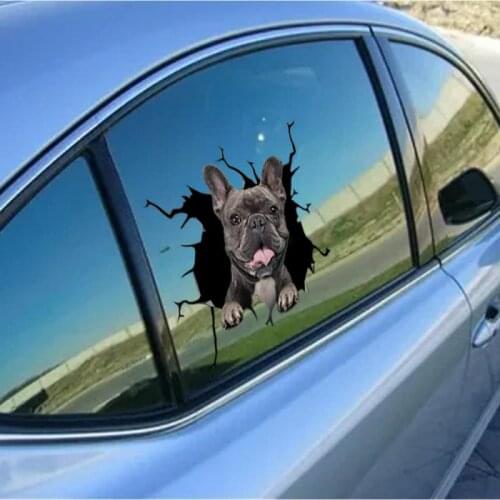 Funny Dog Head In The Crack Vinyl Car Stickers Decals Motorcycle Waterproof Auto Decors On Bumper Rear Window Trolly Case