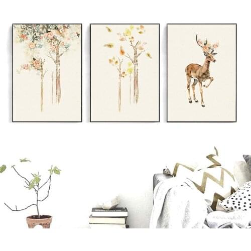 Waterproof Cute Decoration For Living Room Nordic Poster Wall Art Special Blue Canvas Painting Wall Unframed 3 Pieces