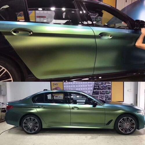 Premium Chameleon Glitter Matte Green Gold Satin Vinyl Film Foil Air Release DIY Adhesive Car Wrap Sticker Decal