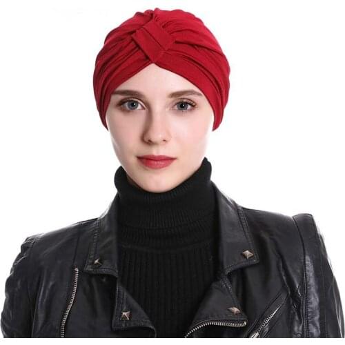 Hight Quality Modal Jersery Stretchable Turban Hats Muslim Instant Hijab Cross Cap Modest Arab Indian Women Bonnet Underscarf