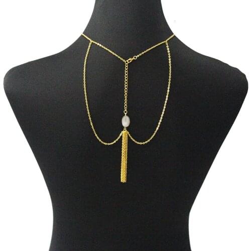 Women Boho Gold Beach Bikini Bib Shell Wedding Summer Dress Backdrop Back Necklace Jewelry