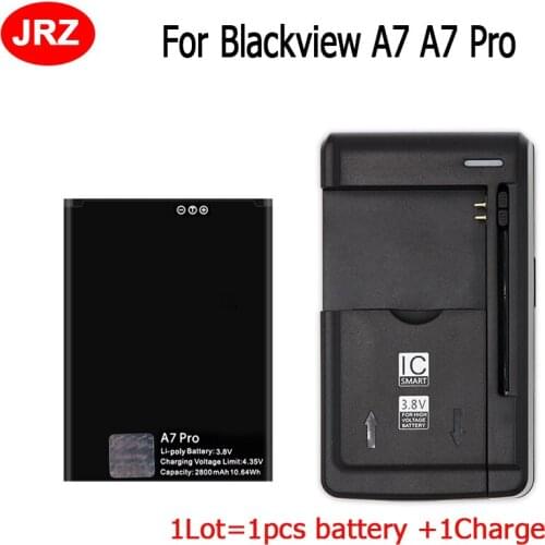 1Lot=1Pcs Battery+1Charge For Blackview A7 A7 Pro Battery 2800mAh Mobile Phone Replacement Batteria Batterie Accumulator AKKU