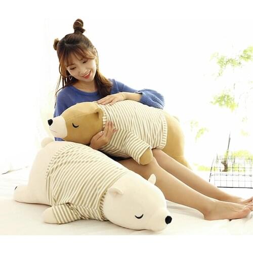 1pc 110cm Lovely Dressing Polar Bear Plush Doll Baby Soft Stuffed Wearable Sleeping Bear Pillow Animal Plush Toy Kids Gifts