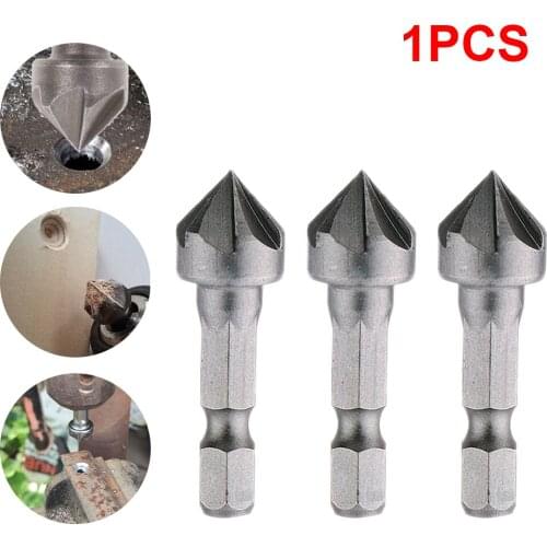 1PC Countersink Drill Bit Chamfer 90 Degree 1/4" Hex Shank Carpentry Woodworking 90 Degree Angle Point Chamfering Cutter