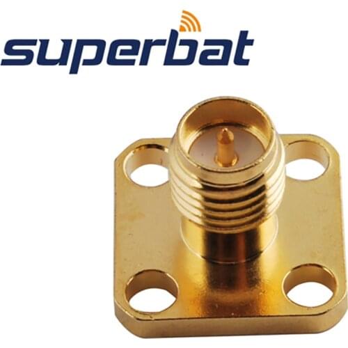 Superbat 10pcs RP-SMA Female Jack Straight 4 Hole Panel Mount Solder Cup Contact
