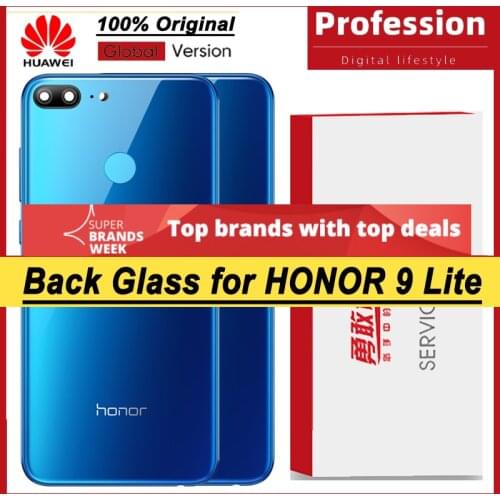 100% Original for Huawei Honor 9 Lite Back Battery Cover Rear Glass Door Panel Case Battery Cover with Camera Lens