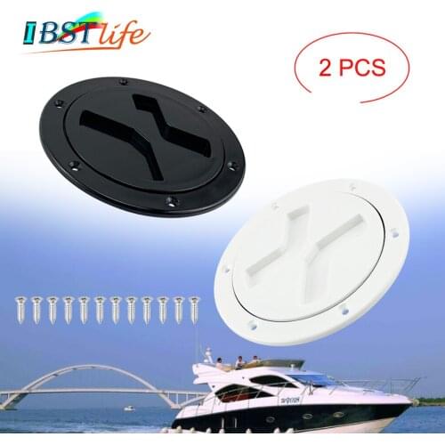 2X 4 inch ABS Round Deck Inspection Hatch Cover Plastic Boat Twist Screw Out Deck Inspection Plate Marine Yacht RV Accessories