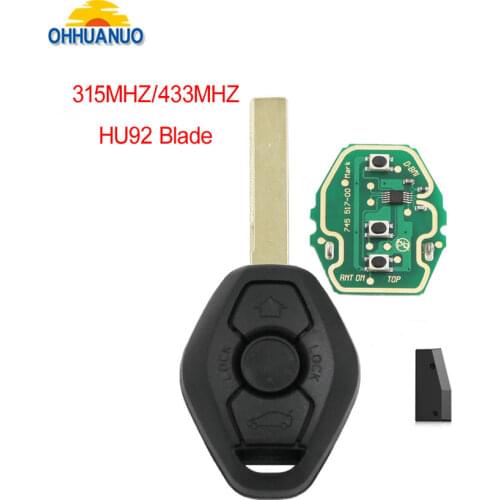 3 Button Remote Car Key 315MHZ/433MHZ ID44 / Without Chip HU92 Uncut Blade for BMW EWS 3 5 7 Series E38 E39 E46 M5 X3 X5 E65
