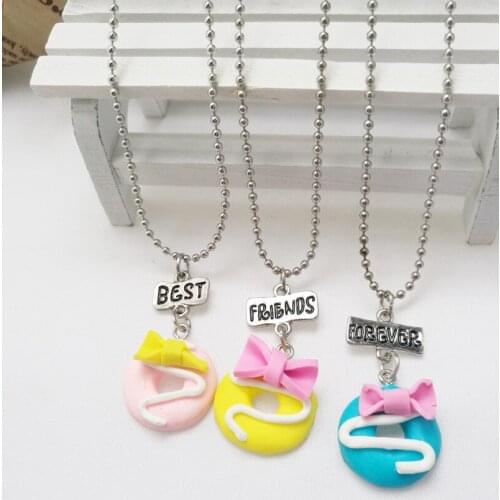 3 PCS In 1 Set Cake Necklace Best Friends Forever Necklace For Women Men Children Friendship Best Gifts colar Wholesale