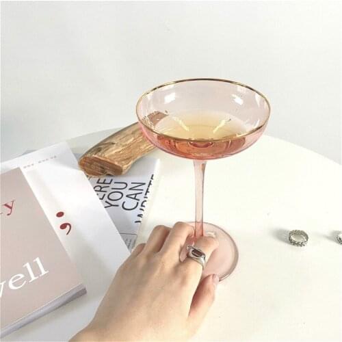150Ml Nordic Style Lead-Free Crystal Wine Glass Gold Foil Sweet Champagne Glass Dish Cocktail Goblet Festival Art Drinking Set
