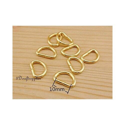 D ring d-rings purse ring Webbing Strapping metal gold 10mm 3/8 inch 40pcs AC120