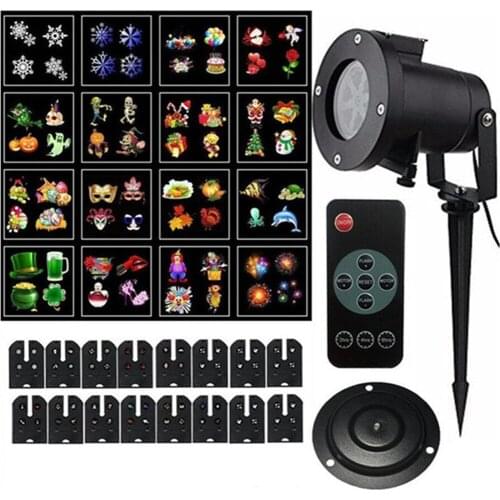 Valentines Day Halloween Christmas 16 Slides Moving Patterns Outdoor Garden Laser Projector Lamp Landscape Laser Projecto
