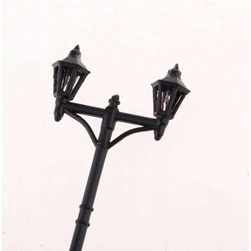 10pcs Street Light LED Double Head Lighting Lamp Railway Train Sand Table Model Building Kits Miniatures Scenery Layout Decor
