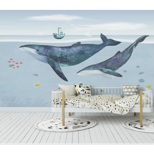 Custom photo 3d wallpaper European Whale Childrens Room Small fish room home decor 3d wall murals wallpaper for walls 3 d